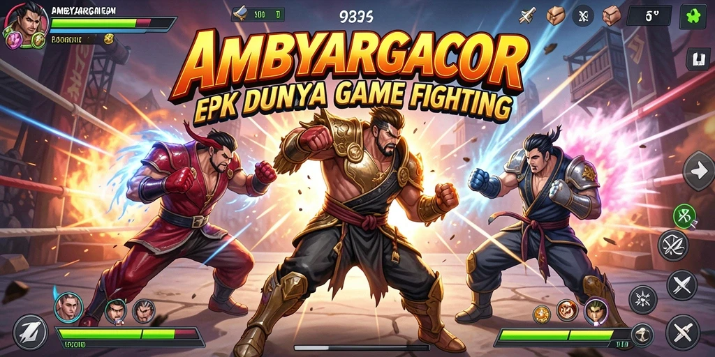 Screenshot AMBYARGACOR menampilkan aksi pertarungan seru dan karakter yang dinamis.