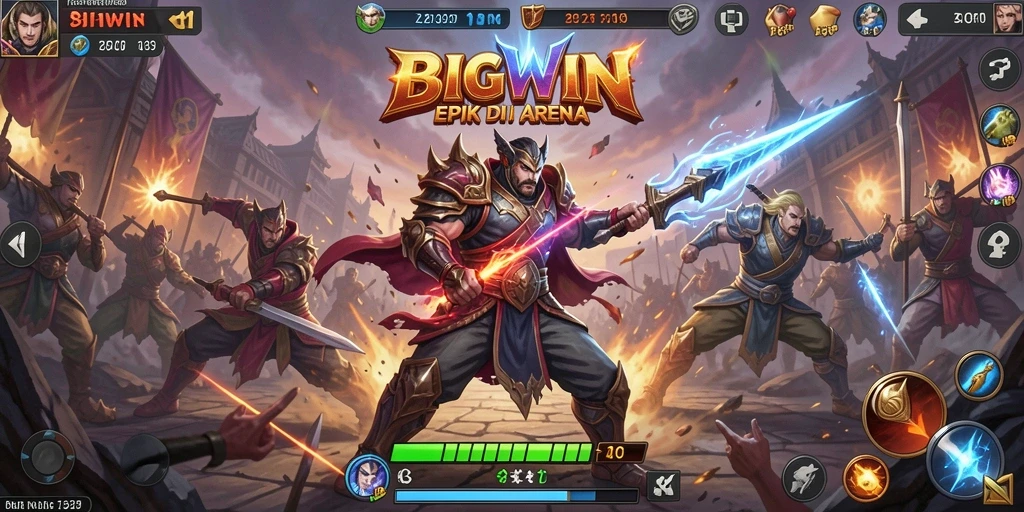 Tampilan gameplay seru dan intens dari BIGWIN di arena pertarungan.