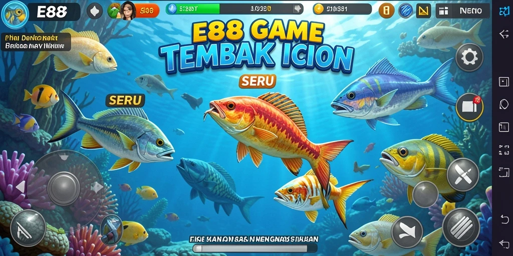 Gameplay menembak ikan dalam E88 yang seru dan menantang.