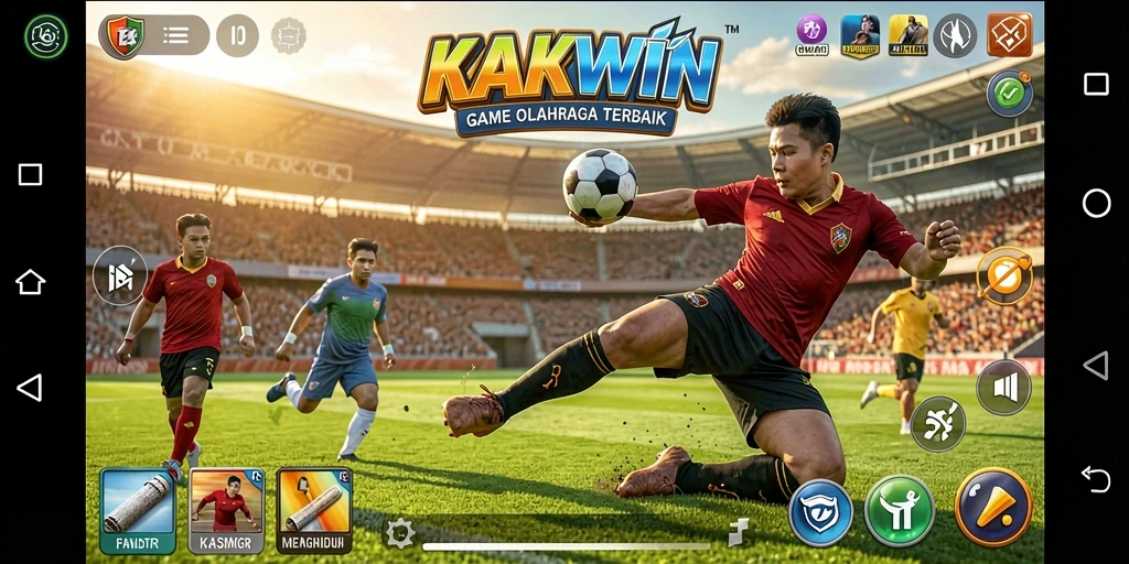 Gameplay KAKWIN menampilkan aksi seru dalam pertandingan olahraga.