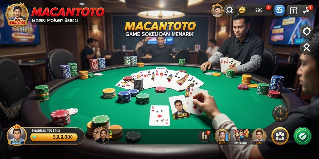 Tampilan gameplay seru dalam <strong>MACANTOTO</strong> dengan aksi poker menegangkan.