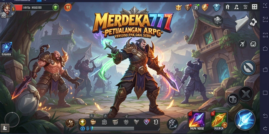 Screenshot gameplay MERDEKA777 yang menampilkan aksi petualangan ARPG.