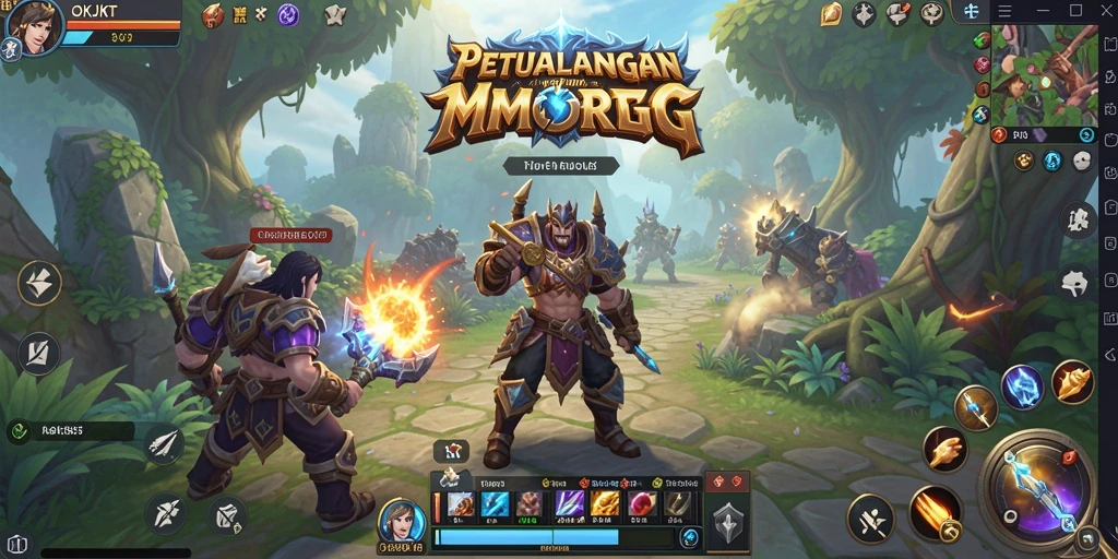 Screenshot OKJKT menampilkan aksi pertarungan dinamis dalam dunia MMORPG.