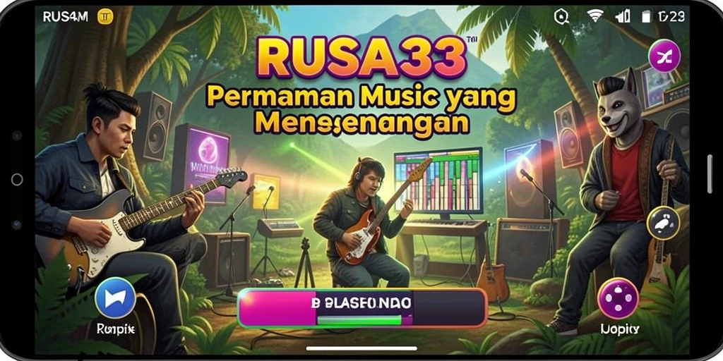 Screenshot utama RUSA33 menampilkan pemain menikmati gameplay musik yang seru.