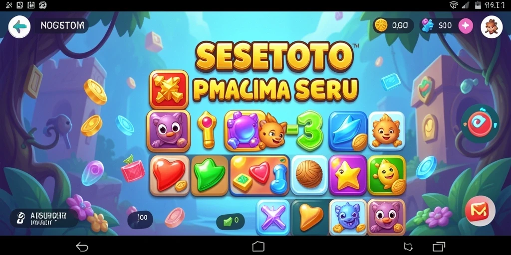 Tangkapan layar gameplay mendebarkan SESETOTO dengan efek Match-3.