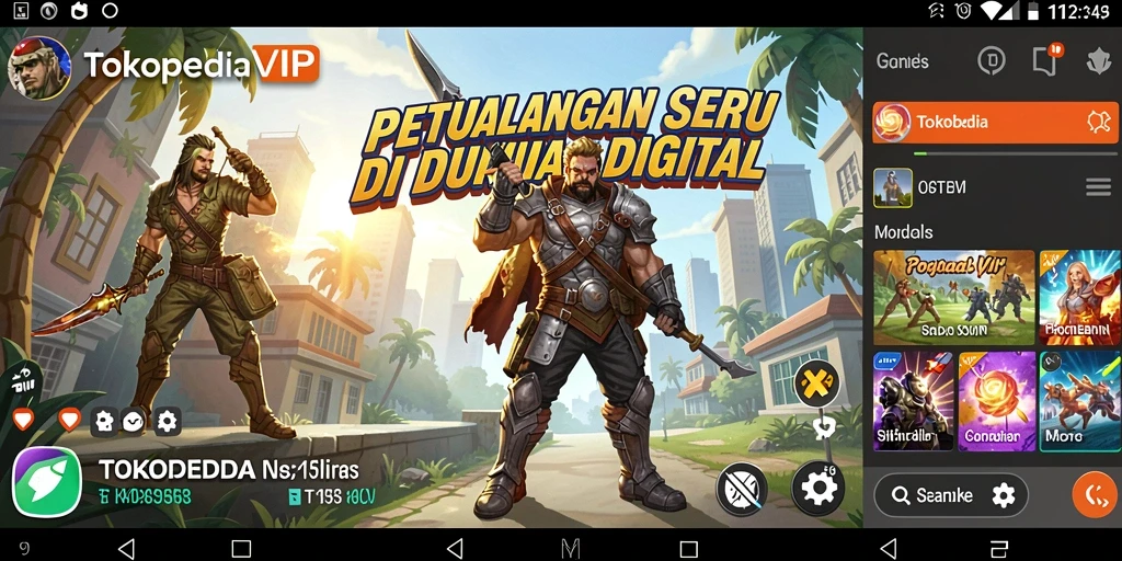 Gameplay TOKOPEDIAVIP menampilkan petualangan seru dan rintangan menarik.