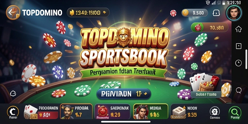 Screenshot gameplay menunjukkan fitur taruhan langsung di TOPDOMINO.